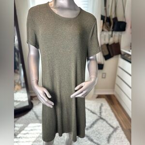 Madewell Olive Modal Green Swing Ribbed T-Shirt Dress Size XL Casual